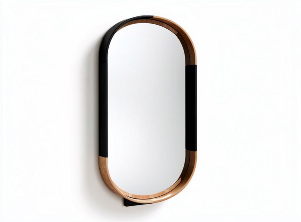Miroir mural en bois et métal pour décoration intérieure - 60 x 30 x 4cm