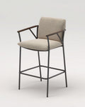 Chaise de bar en tissu avec accoudoirs pour cuisine - métal et tissu - 45 x 50 x 100cm