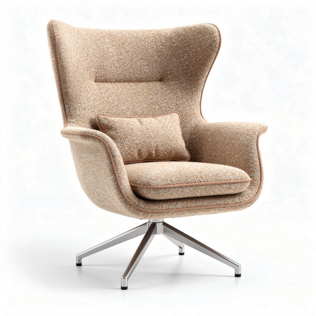 Fauteuil rotatif en tissu texturé pour salon - 85 x 80 x 100cm
