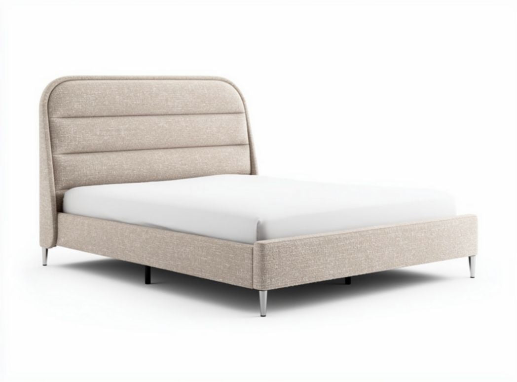 Lit double en tissu pour chambre à coucher - 200 x 160 x 100cm